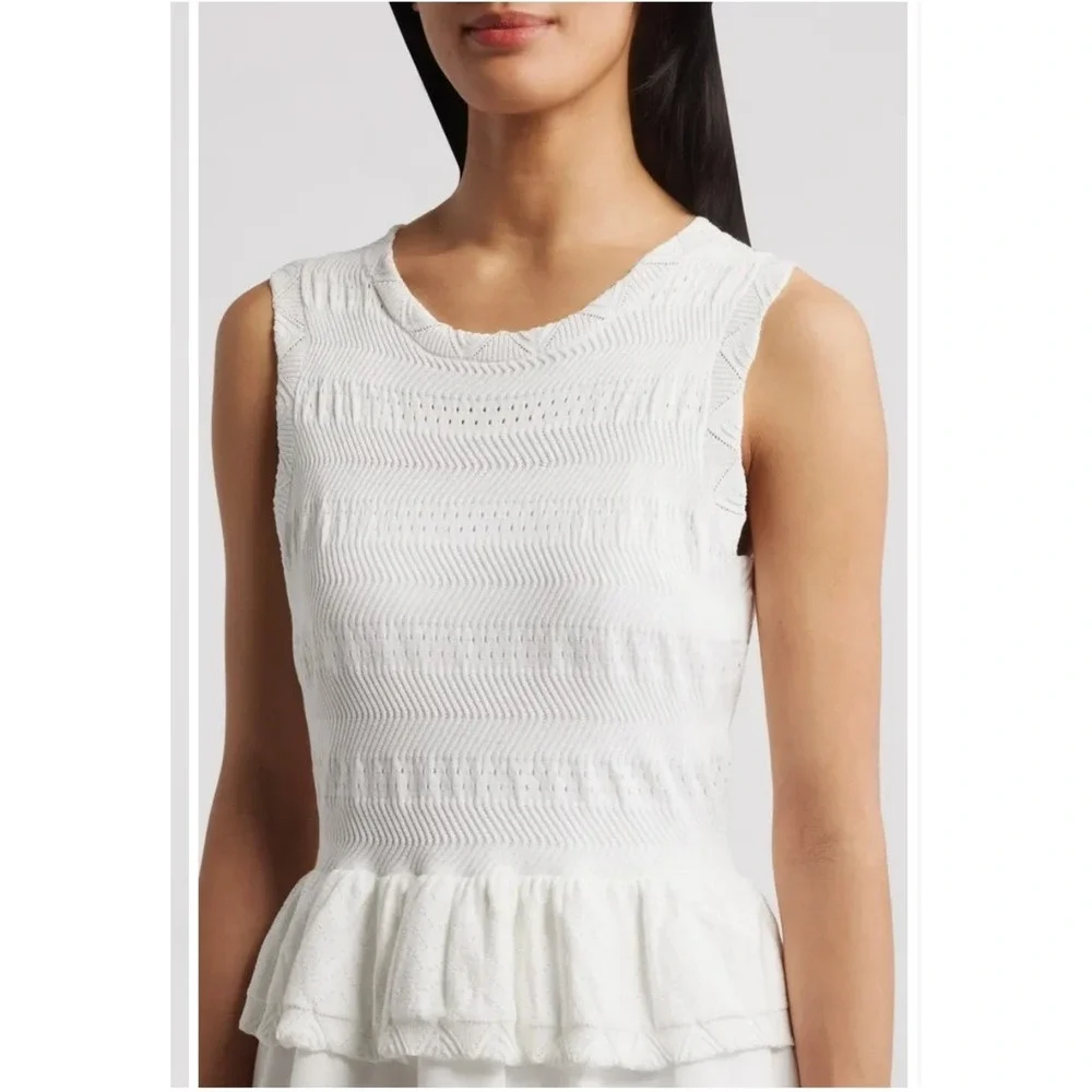 Julia Jordan‎ Mixed Media Stretch Cotton Midi Dress Size Small Color Ivory NWT